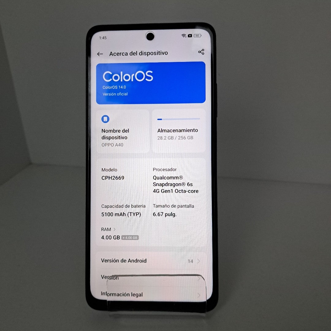 CELULAR OPPO  A40 CPH2669 (2024) 256 GB 4 GB RAM (SEMINUEVO)