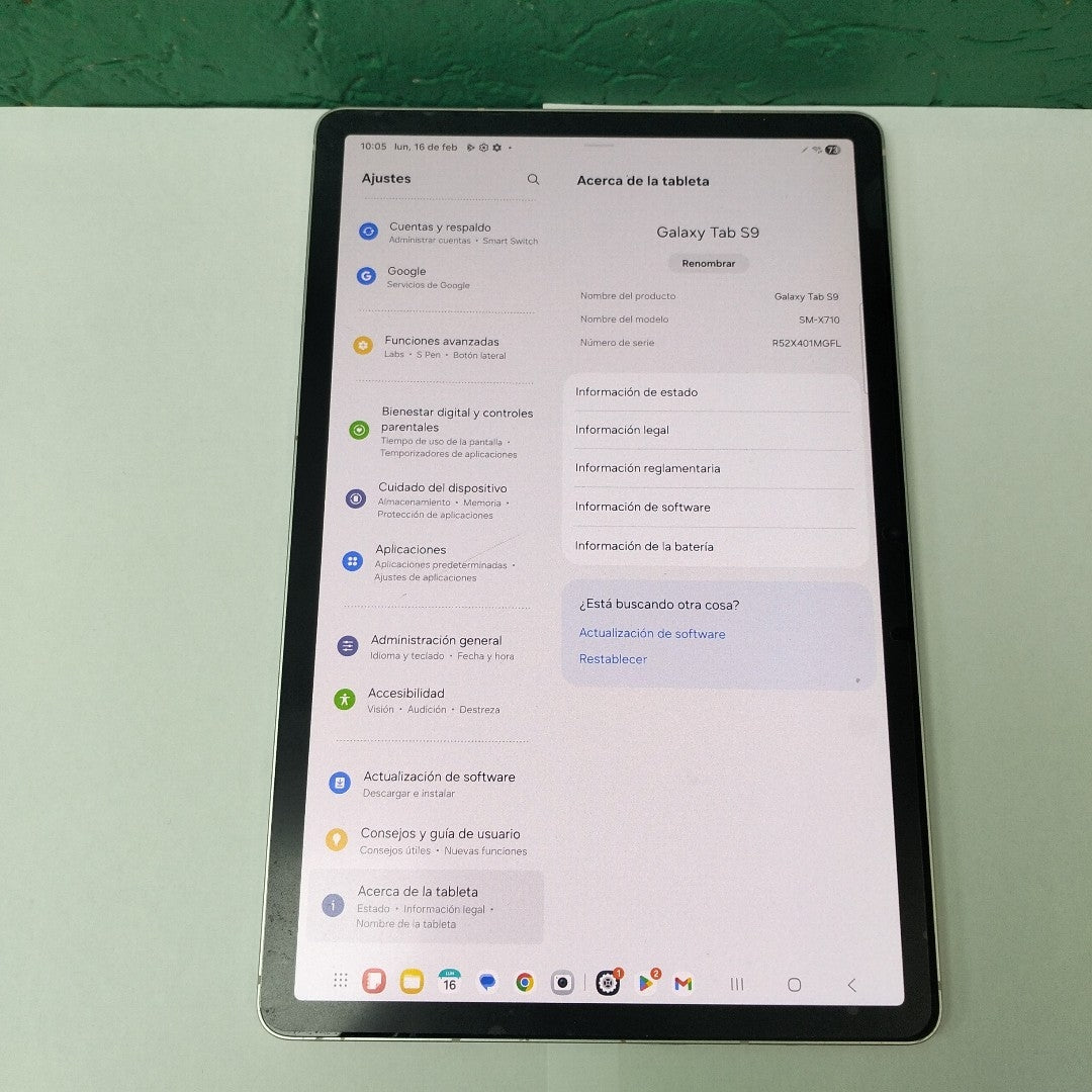 TABLETA SAMSUNG GALAXY TAB S9 SM-X710 (2023) 256 GB 12 GB RAM (SEMINUEVO)