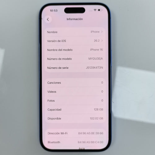 CELULAR APPLE IPHONE 16 A3286 (2024) 128 GB 8 GB RAM (SEMINUEVO)