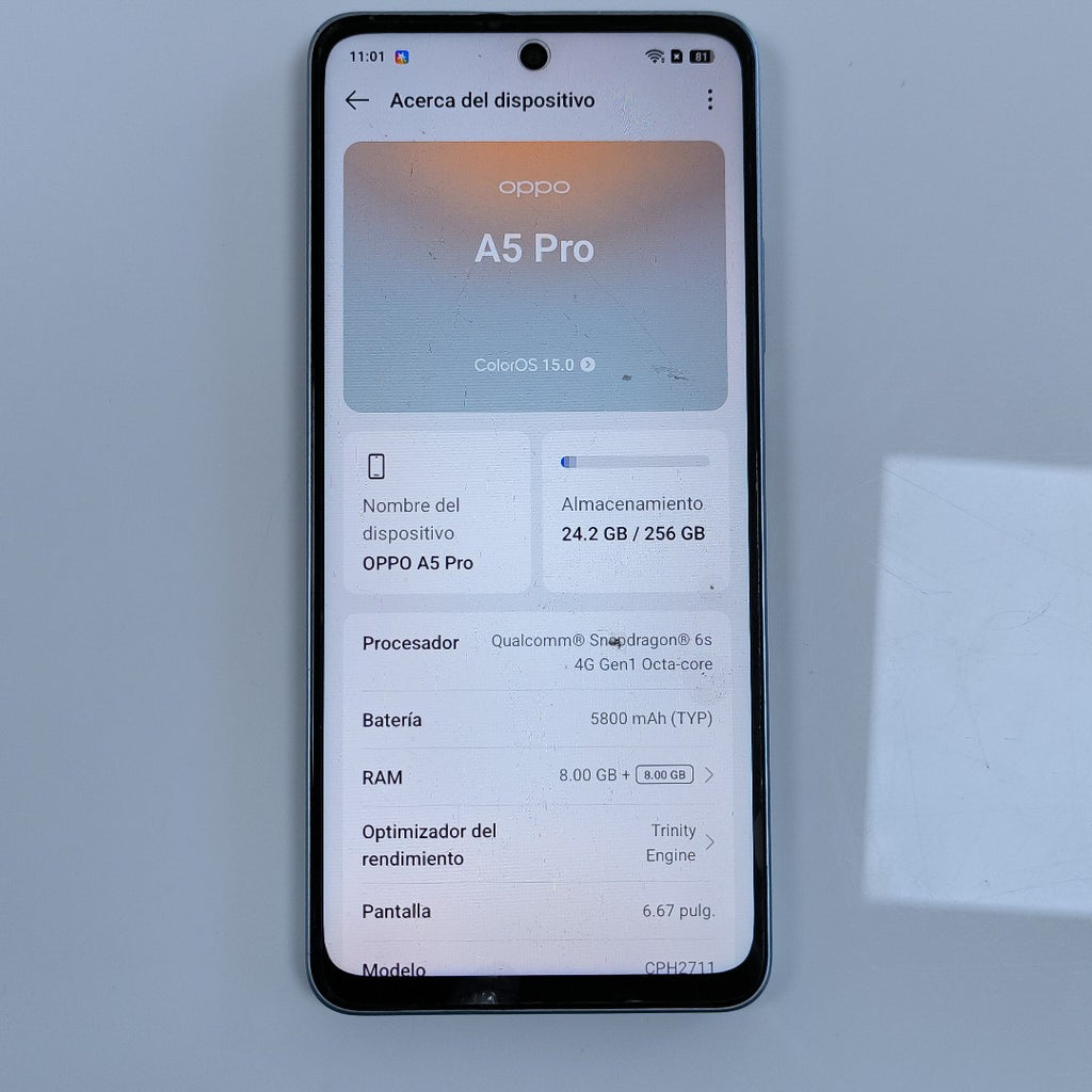 CELULAR OPPO  A5 PRO CPH2711 (2025) 256 GB 8 GB RAM (SEMINUEVO)