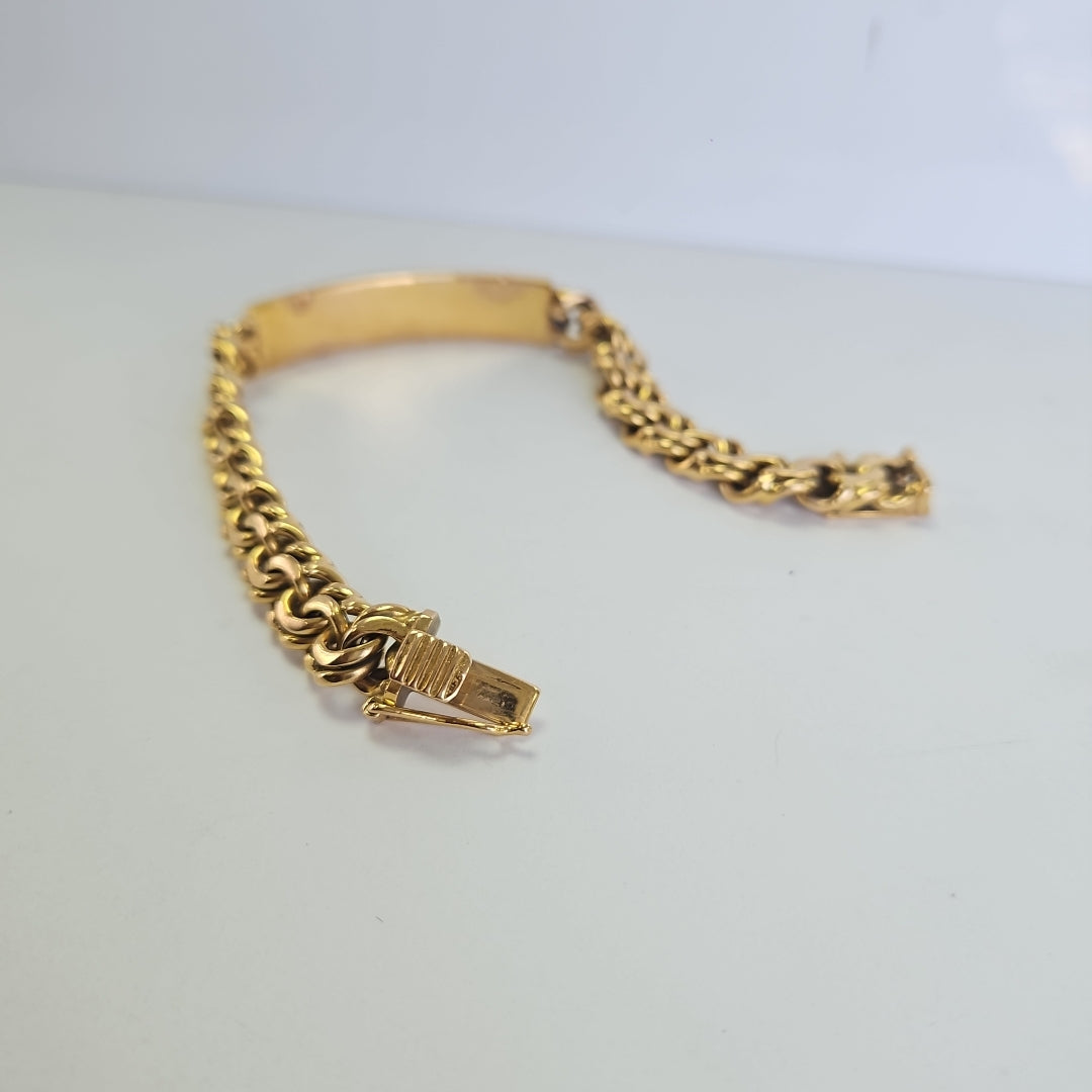 K1 46,30 GRMS 18 K ESPECIFICACIONES COMPLEMENTARIAS ESCLAVA CON PLACA BROCHE DE (SEMINUEVO)