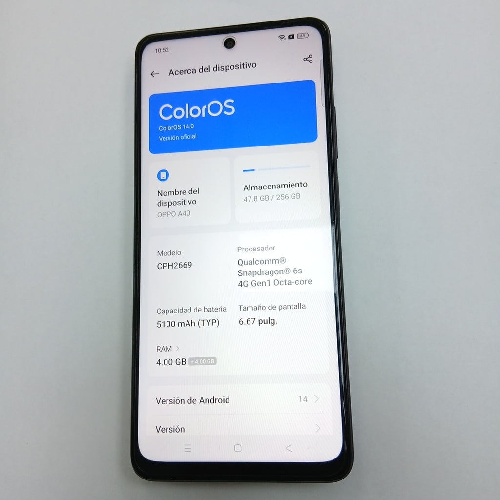 CELULAR OPPO  A40 CPH2669 (2024) 256 GB 4 GB RAM (SEMINUEVO)