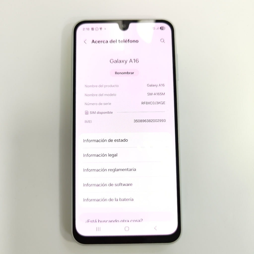CELULAR SAMSUNG GALAXY A16 SM-A165M (2024) 128 GB 4 GB RAM (SEMINUEVO)