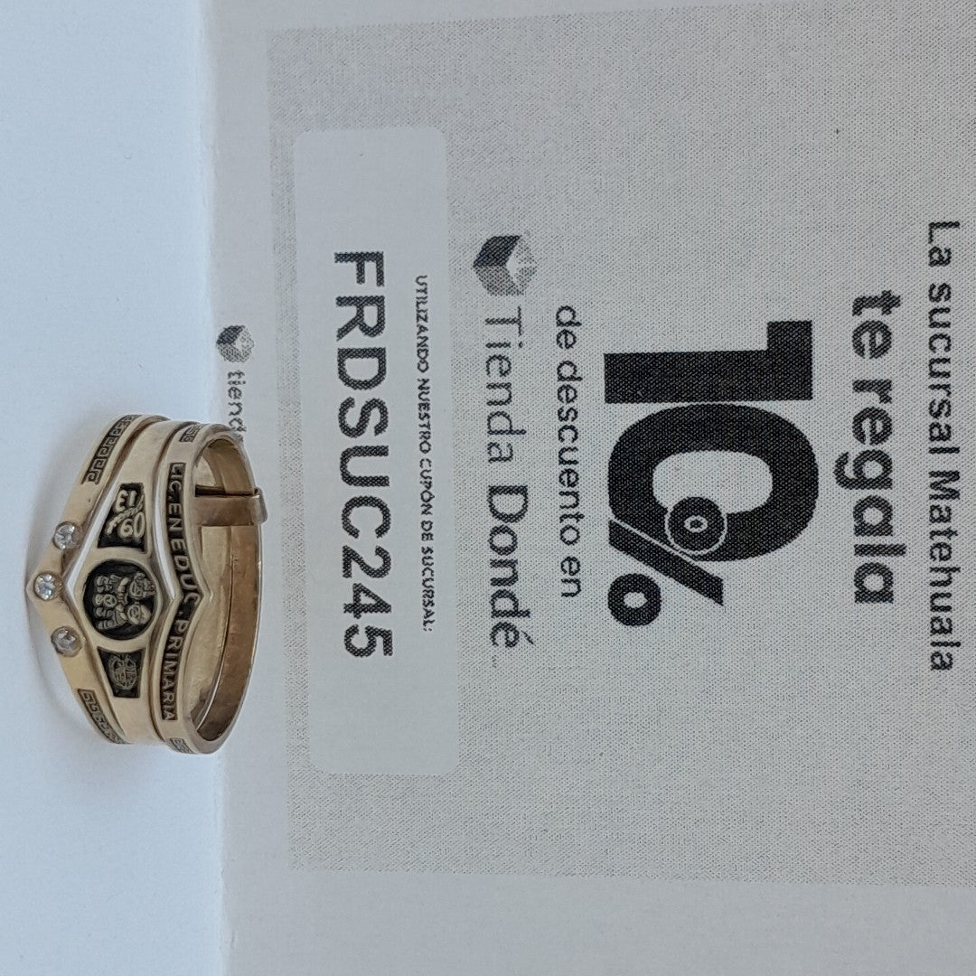 ANILLO DE GRADUACIÓN ORO 8 K 2.8 GRMS (SEMINUEVO)