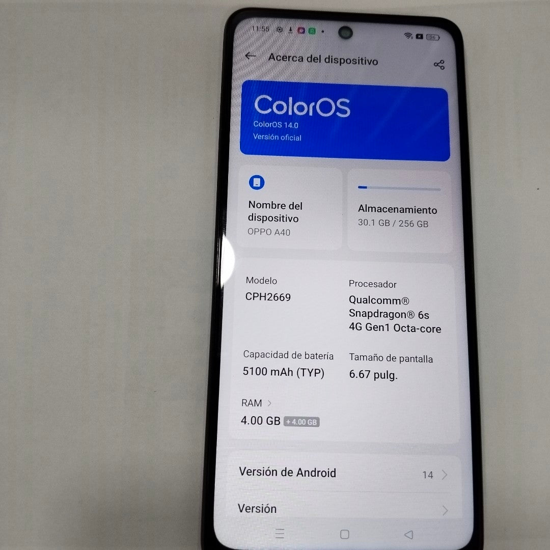 CELULAR OPPO  A40 CPH2669 (2024) 256 GB 4 GB RAM (SEMINUEVO)