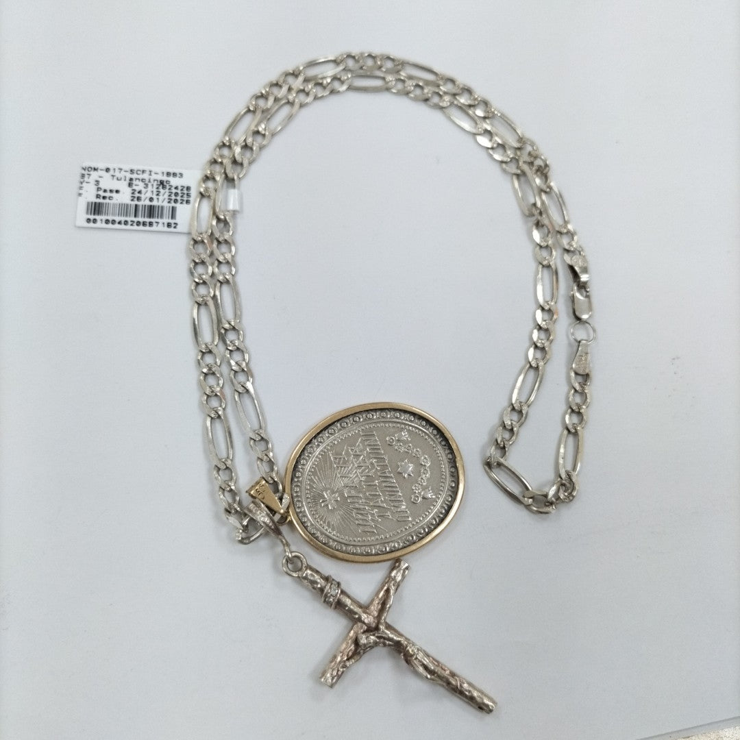 CADENA, MEDALLA RELIGIOSA ORO, PLATA 14 K 3 GRMS (SEMINUEVO)