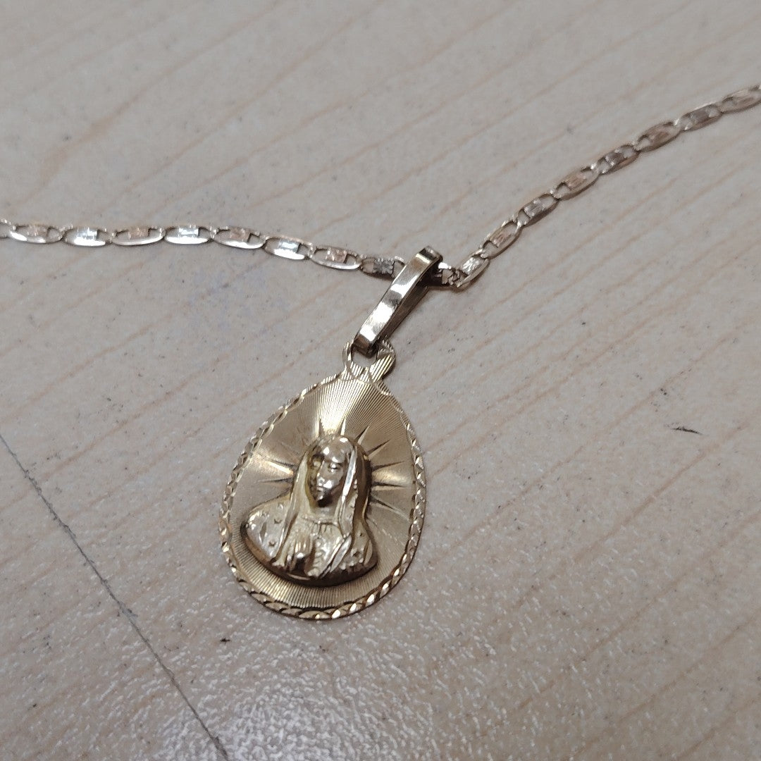 CADENA, MEDALLA RELIGIOSA ORO 8 K 3.6 GRMS (SEMINUEVO)