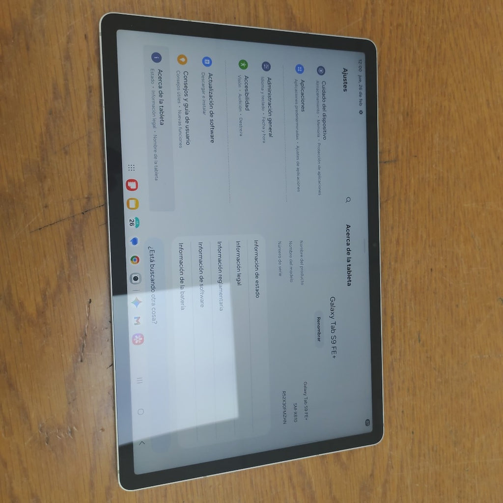 TABLETA SAMSUNG GALAXY TAB S9 FE+ SM-X610 (2023) 256 GB 12 GB RAM (SEMINUEVO)