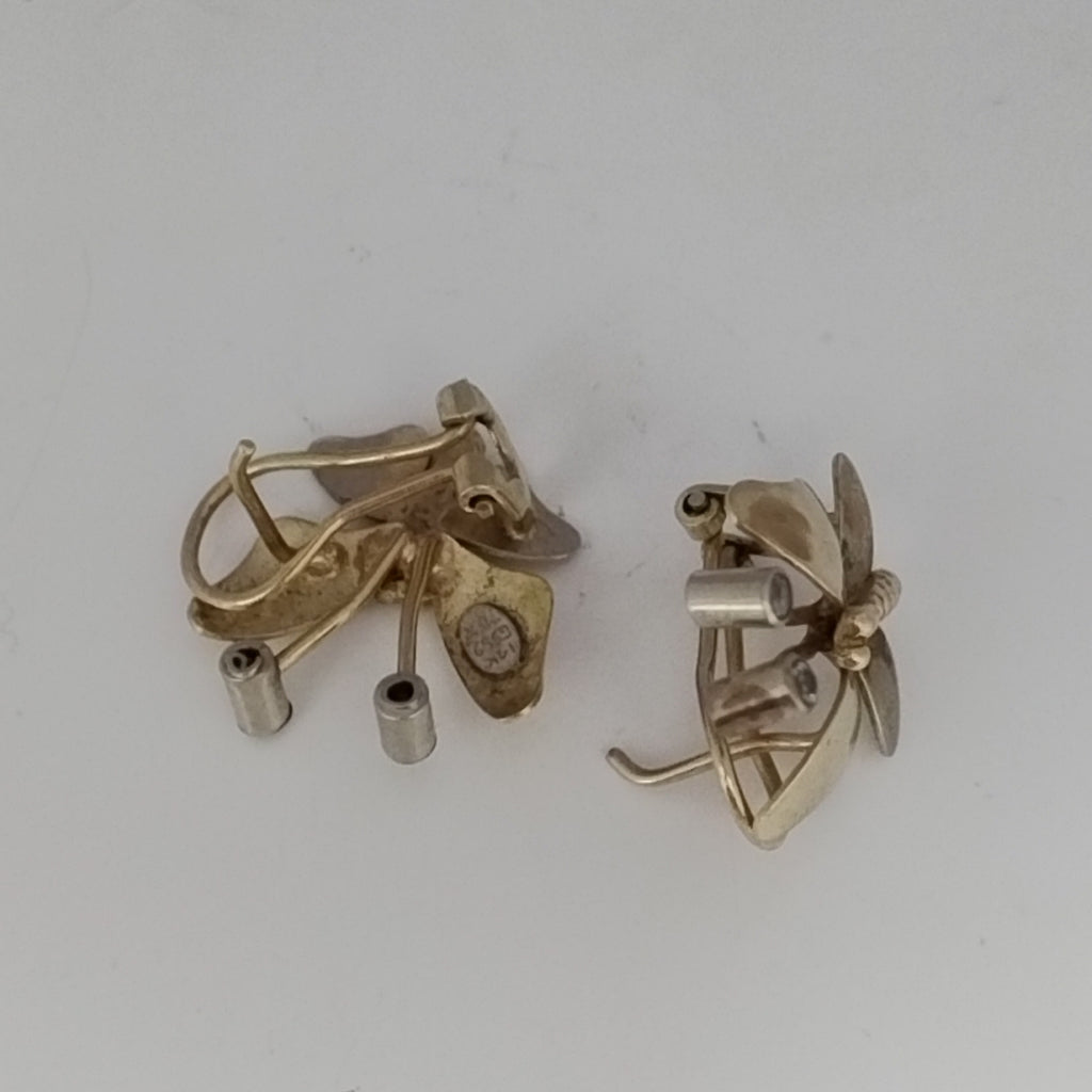 ARETES PAR ORO COMBINADO 14 K 3 GRMS (SEMINUEVO)