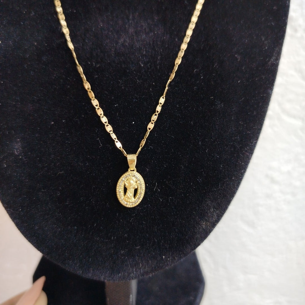 CADENA, MEDALLA RELIGIOSA ORO 10 K 2 GRMS (SEMINUEVO)