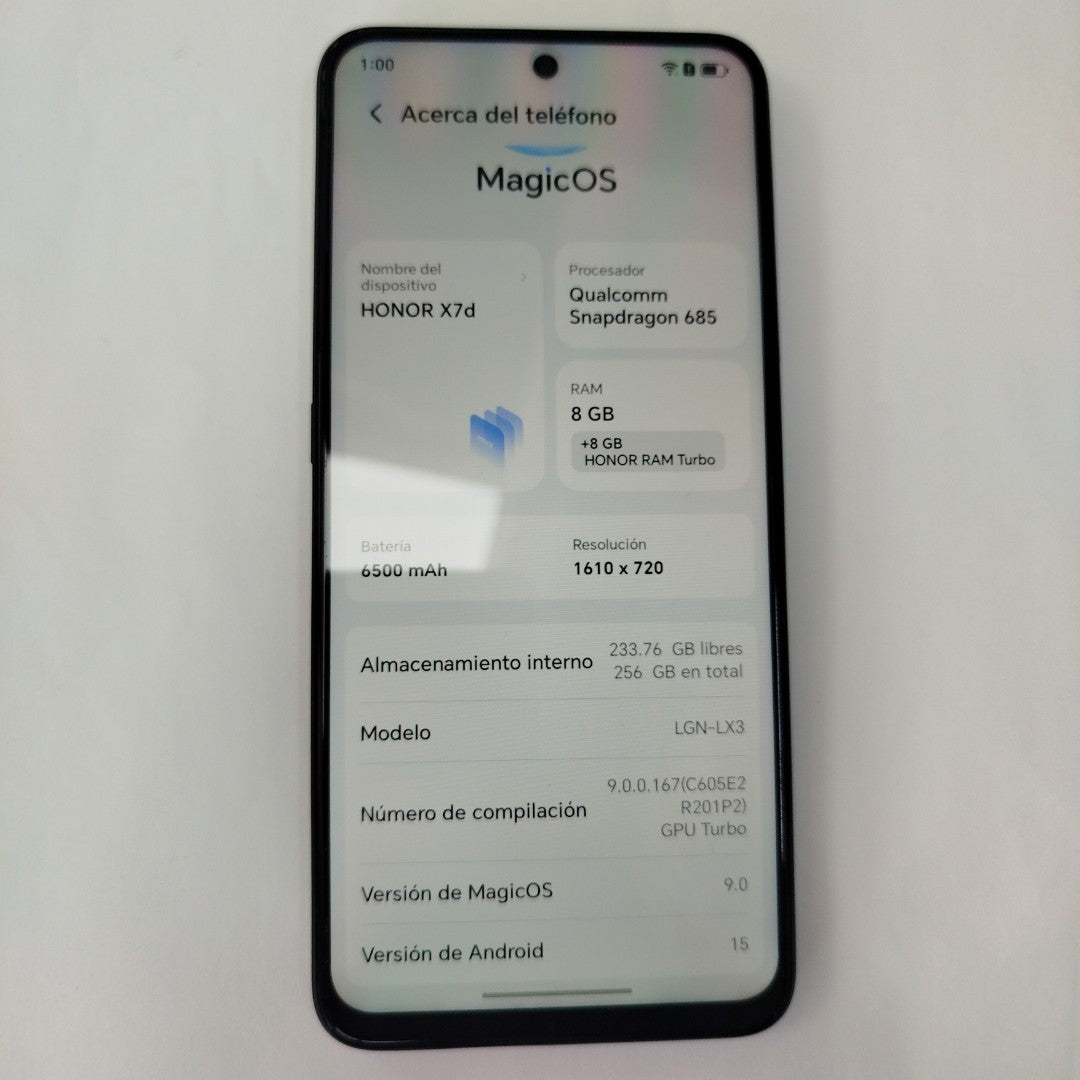 CELULAR HONOR X7D LGN-LX3 (2025) 256 GB 8 GB RAM (SEMINUEVO)