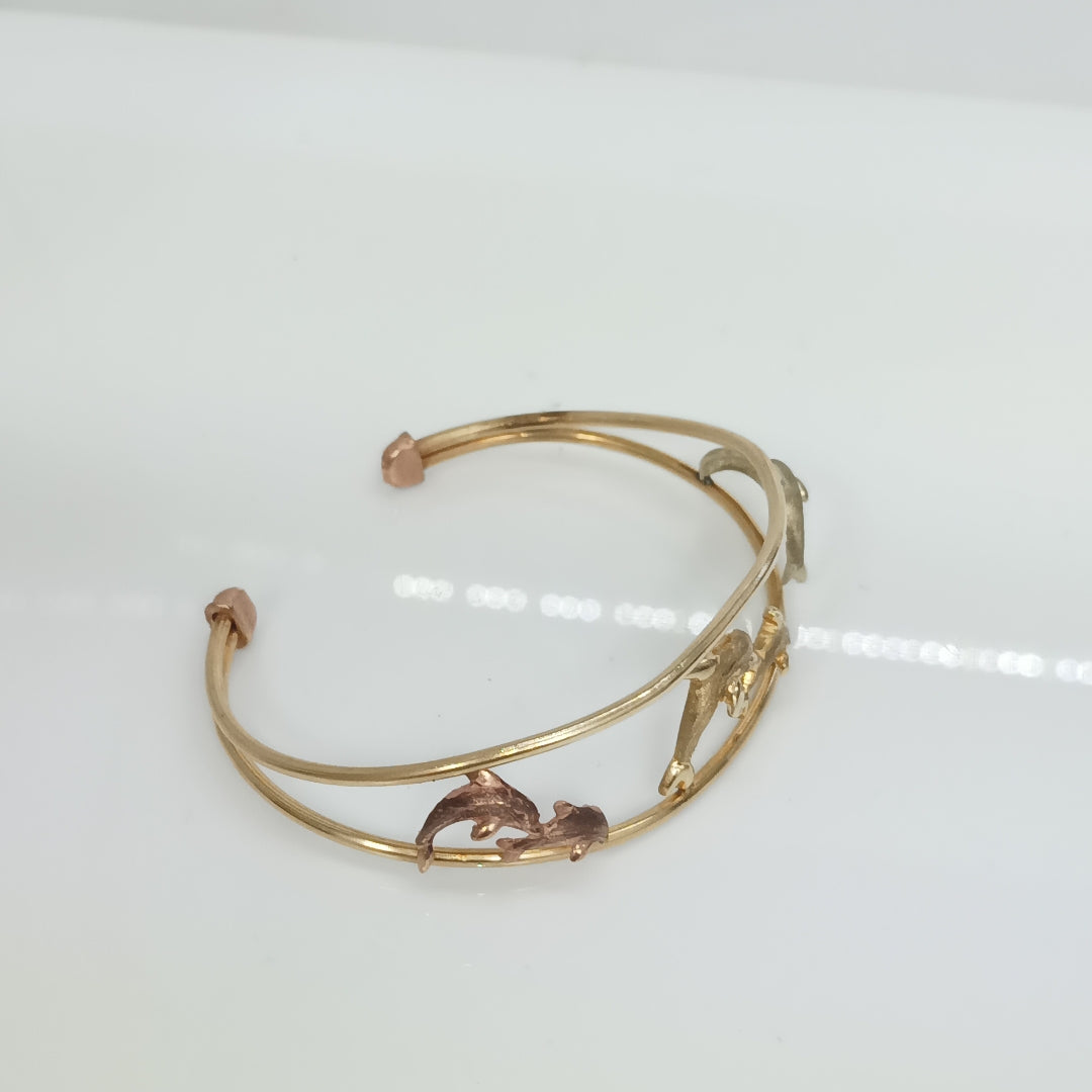 PULSERA RIGIDA ORO COMBINADO 10 K 9,40 GRMS (SEMINUEVO)