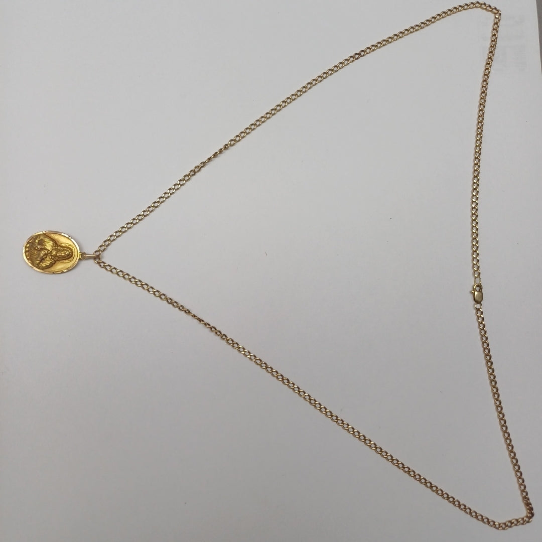 CADENA, MEDALLA RELIGIOSA ORO 10 K 8.9 GRMS (SEMINUEVO)