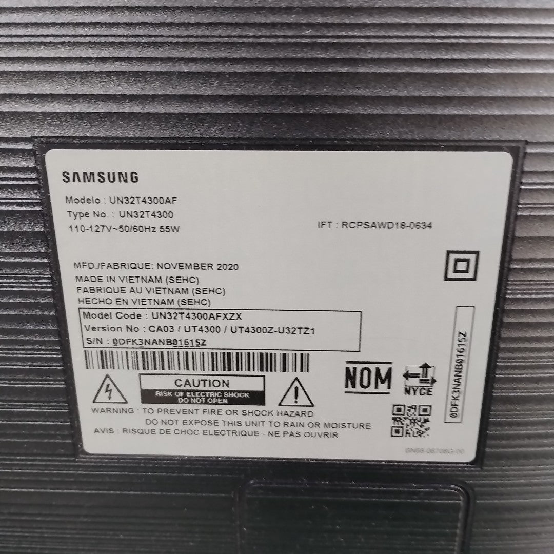PANTALLA SAMSUNG UN32T4300AF (2020) 32" LED HD (SEMINUEVO)