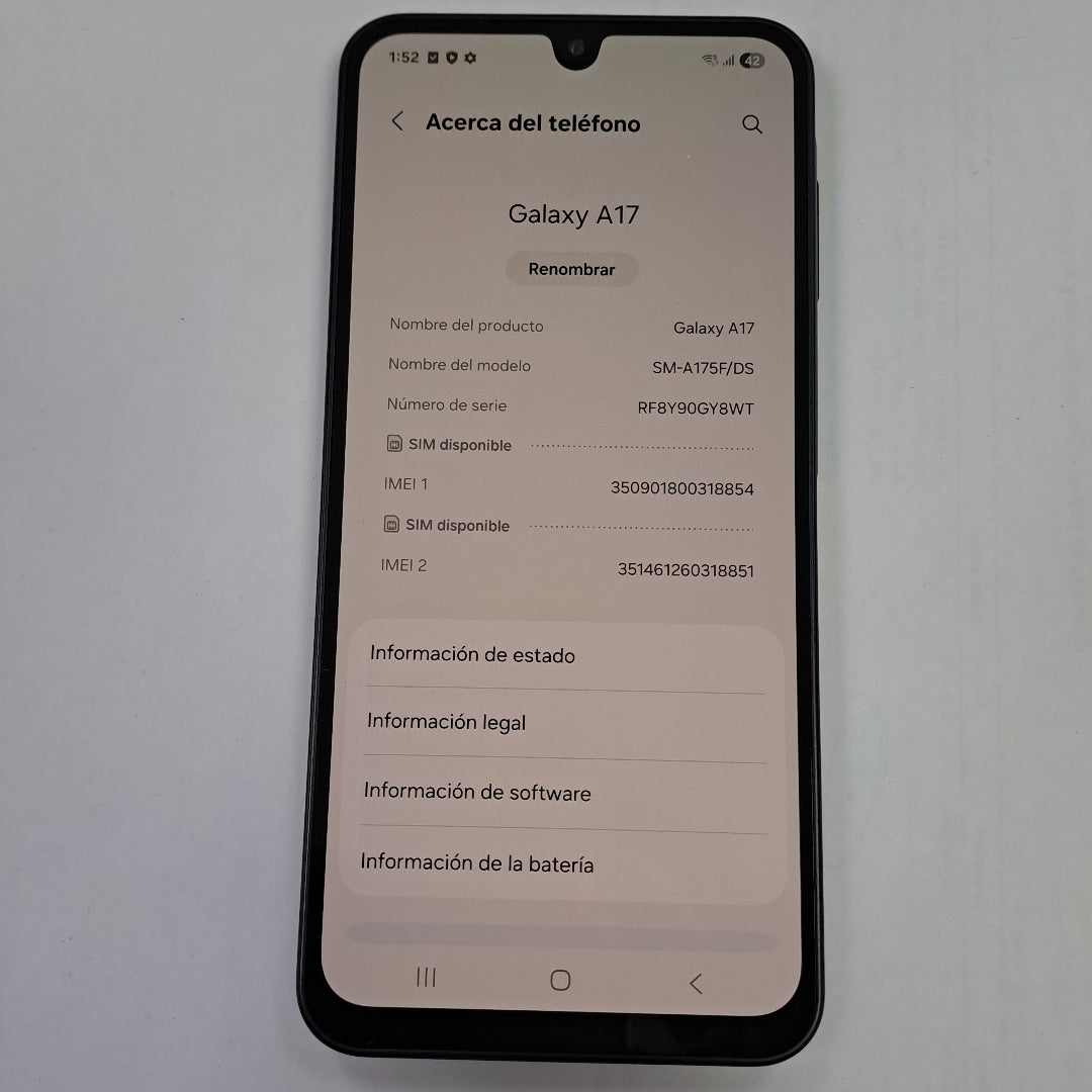 CELULAR SAMSUNG GALAXY A17 SM-A175F (2025) 128 GB 4 GB RAM (SEMINUEVO)