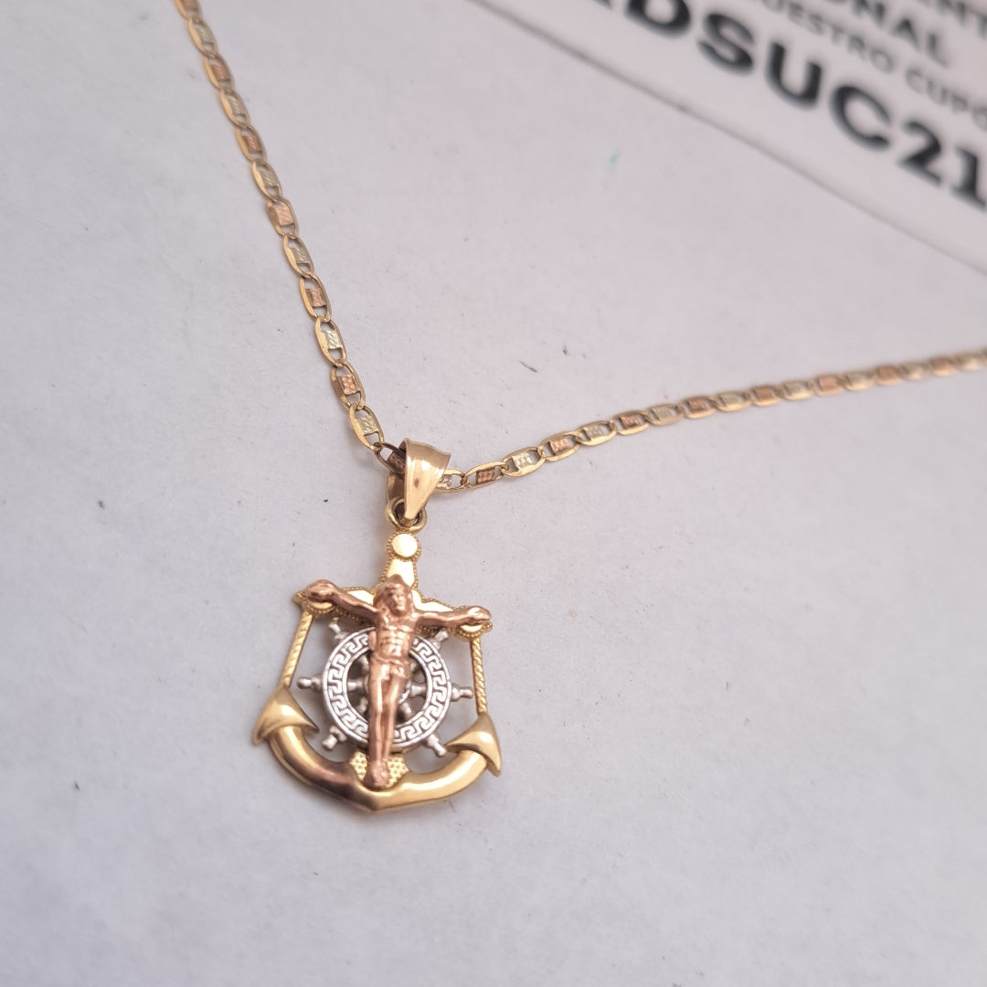 CADENA, CRISTO EN ANCLA ORO 10 K 4.3 GRMS (SEMINUEVO)