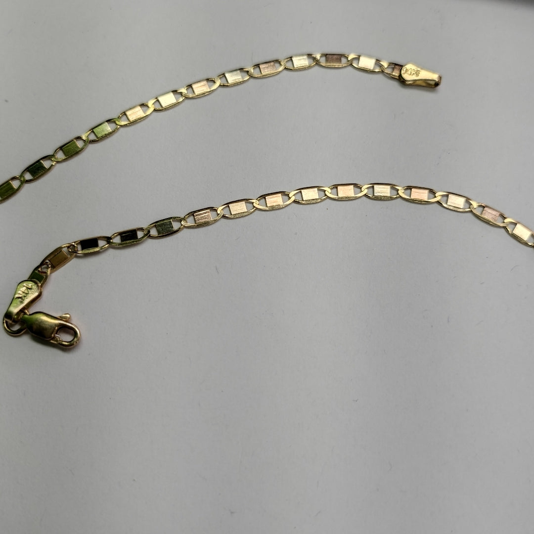 CADENA ESPECIAL MARINERA ESPEJO 7.3G 55 CM 14K (NUEVO)