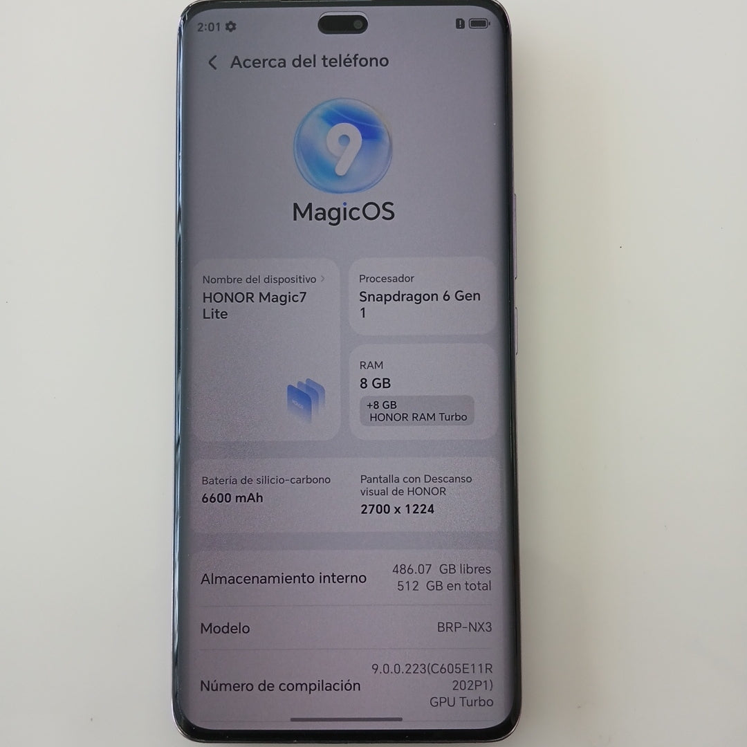 CELULAR HONOR MAGIC 7 LITE BRP-NX3 (2025) 512 GB 8 GB RAM (SEMINUEVO)