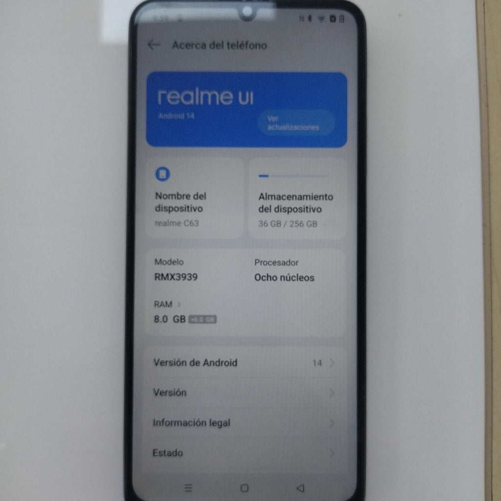 CELULAR REALME C63 RMX3939 (2024) 256 GB 8 GB RAM (SEMINUEVO)