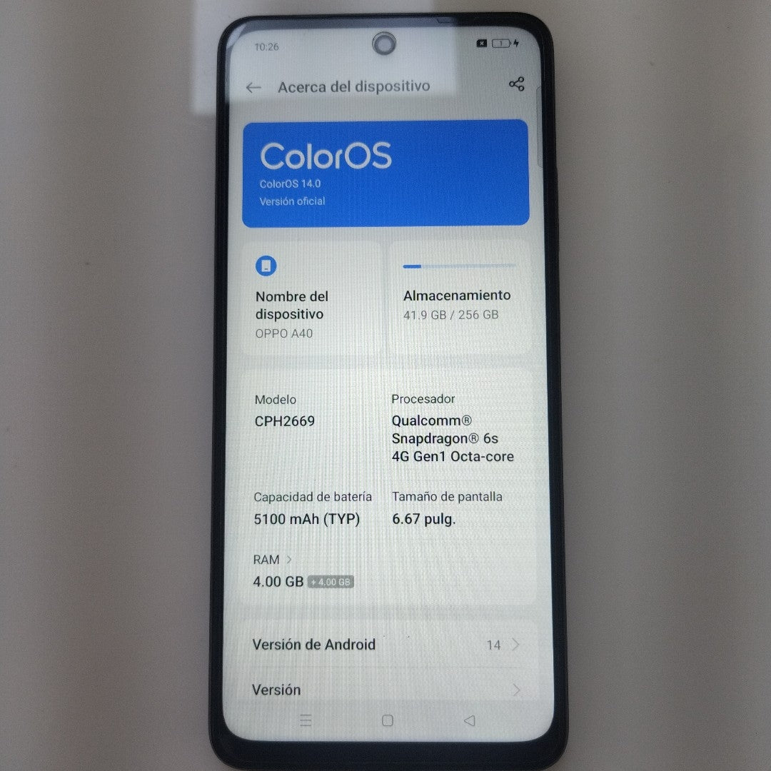 CELULAR OPPO  A40 CPH2669 (2024) 256 GB 4 GB RAM (SEMINUEVO)