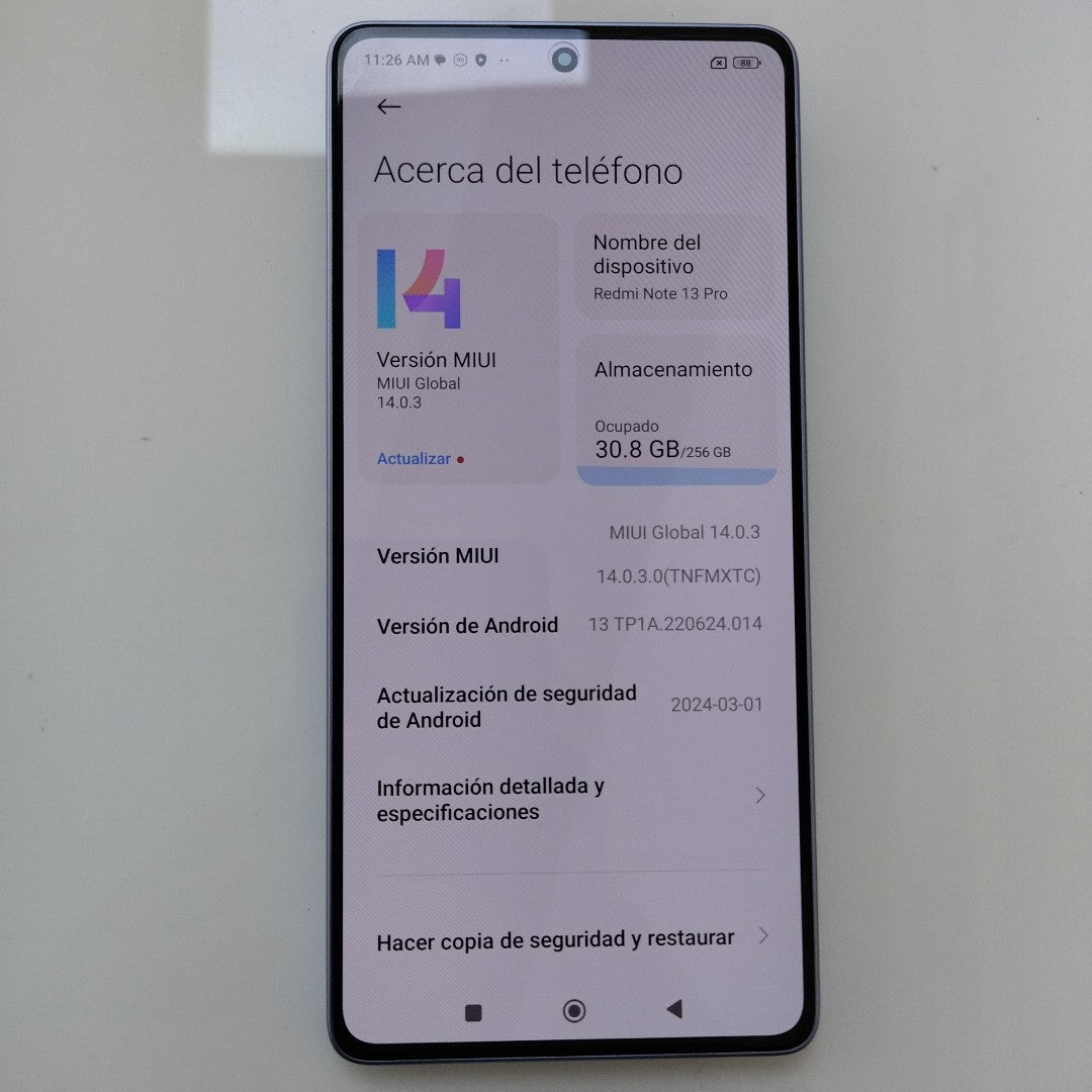 CELULAR XIAOMI REDMI NOTE 13 PRO 23117RA68G (2023) 256 GB 8 GB RAM (SEMINUEVO)