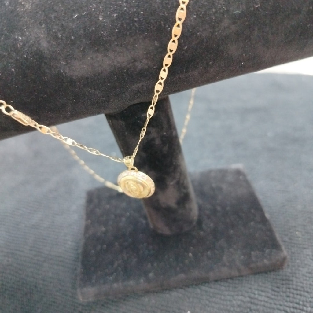CADENA,MEDALLA RELIGIOSA ORO,ORO COMBINADO 10 K 3,70 GRMS (SEMINUEVO)