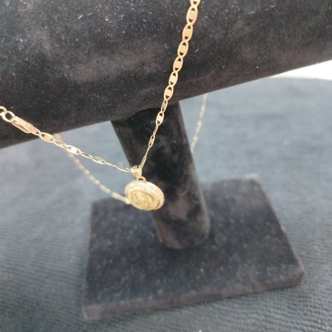 CADENA,MEDALLA RELIGIOSA ORO,ORO COMBINADO 10 K 3,70 GRMS (SEMINUEVO)