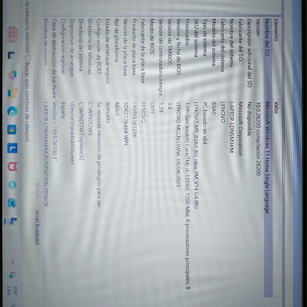 LAPTOP LENOVO V14 G4 IRU (2025) 256 GB SSD 16 GB RAM (SEMINUEVO)
