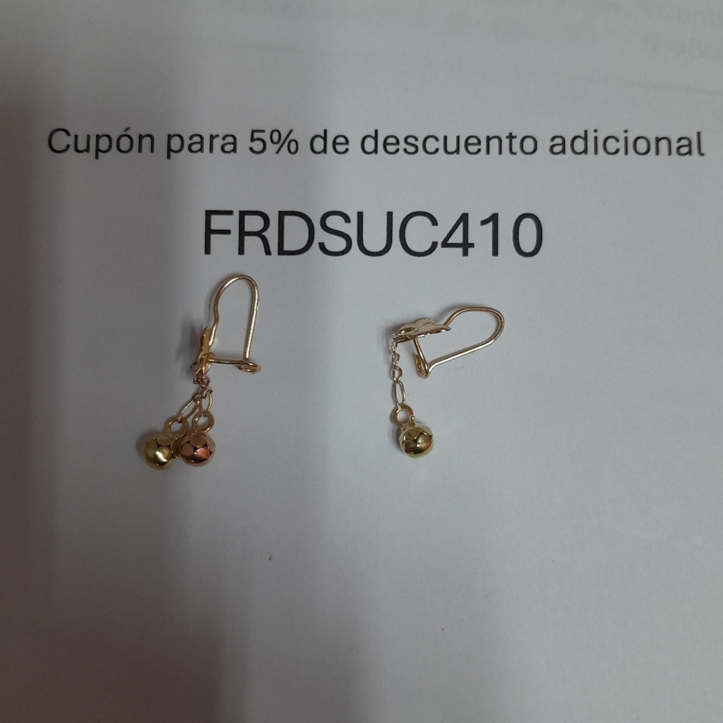 ARETES PAR ORO, RODIADO 14 K 1.7 GRMS (SEMINUEVO)