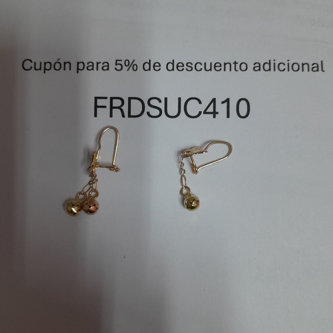 ARETES PAR ORO, RODIADO 14 K 1.7 GRMS (SEMINUEVO)