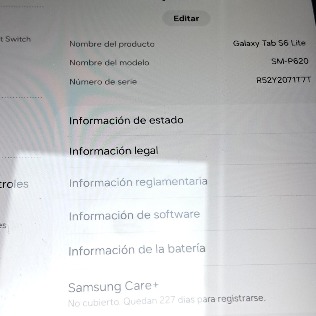TABLETA SAMSUNG GALAXY TAB S6 LITE SM-P620 (2024) 128 GB 4 GB RAM (SEMINUEVO)