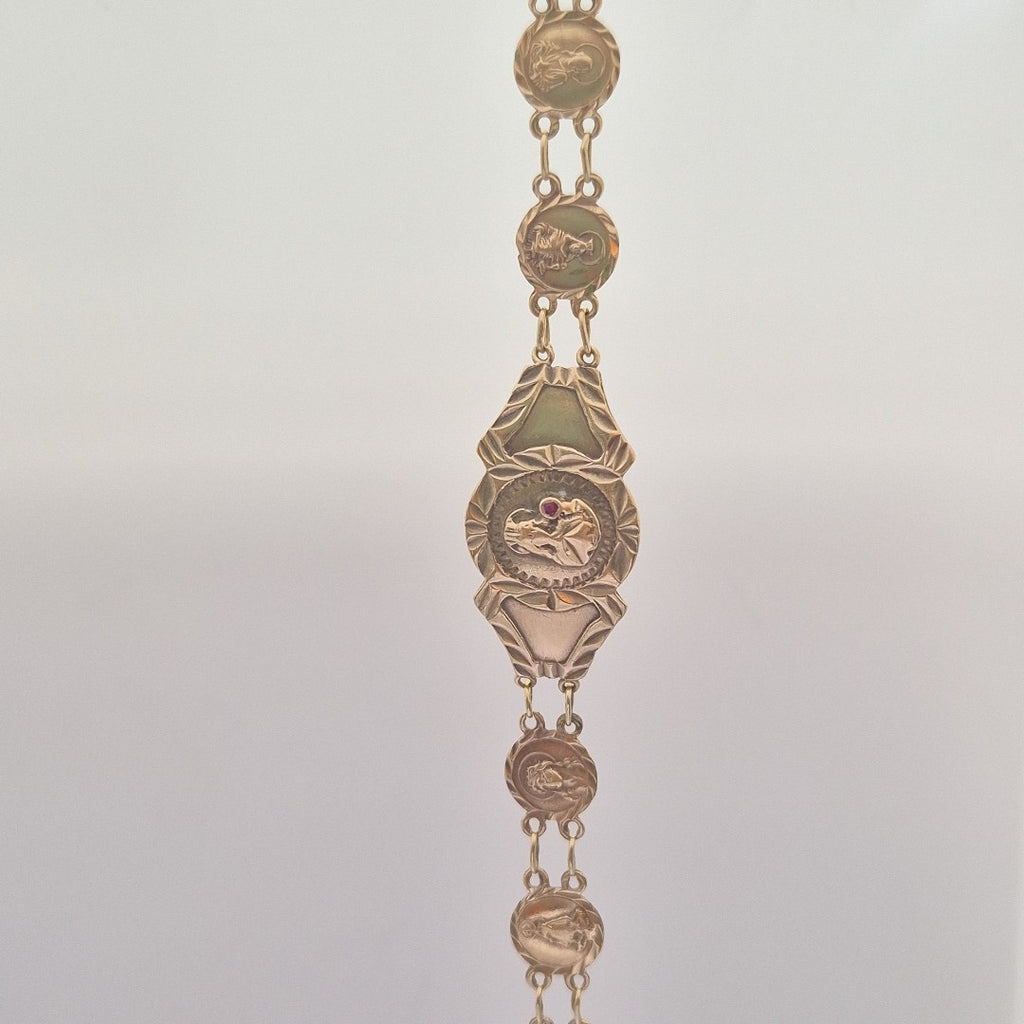 K1 6,60 GRMS 10 K ESPECIFICACIONES COMPLEMENTARIAS PULSERA CON DIJES RELIGIOSOS (SEMINUEVO)