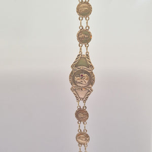 K1 6,60 GRMS 10 K ESPECIFICACIONES COMPLEMENTARIAS PULSERA CON DIJES RELIGIOSOS (SEMINUEVO)