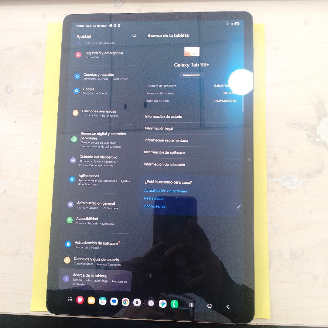 TABLETA SAMSUNG GALAXY TAB S8+ SM-X800 256 GB 8 GB RAM (SEMINUEVO)