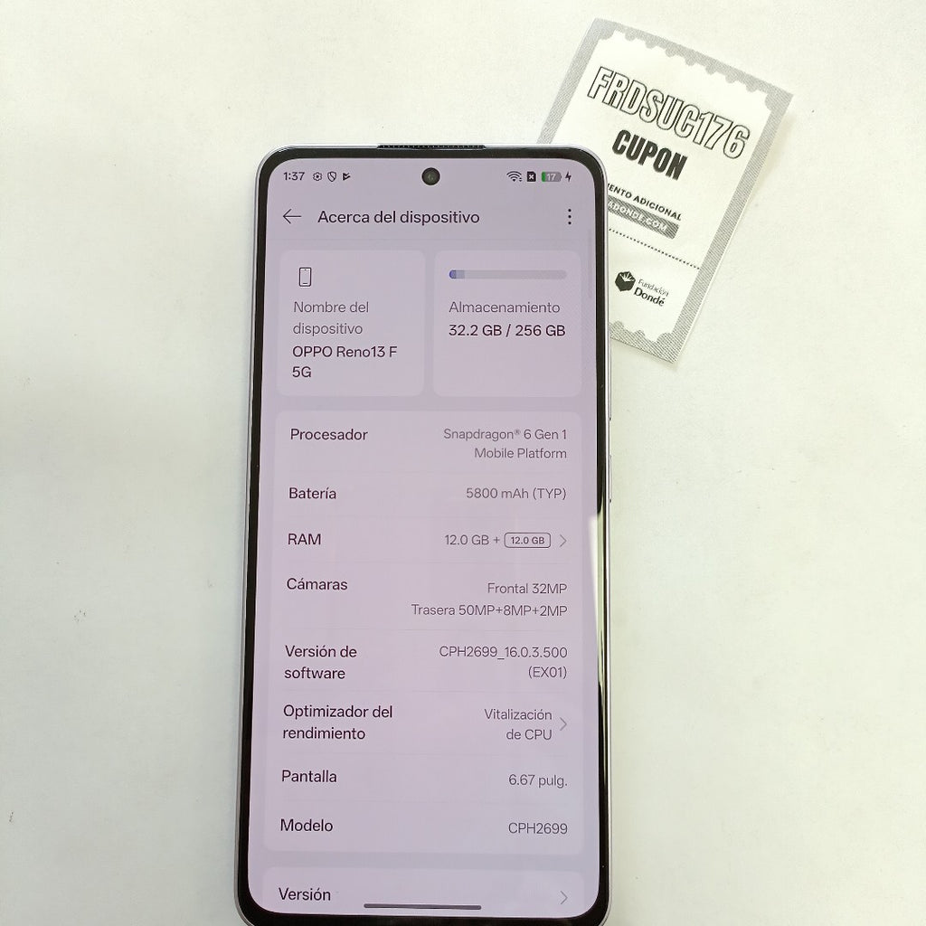 CELULAR OPPO  RENO 13F 5G CPH2699 (2025) 256 GB 12 GB RAM (SEMINUEVO)