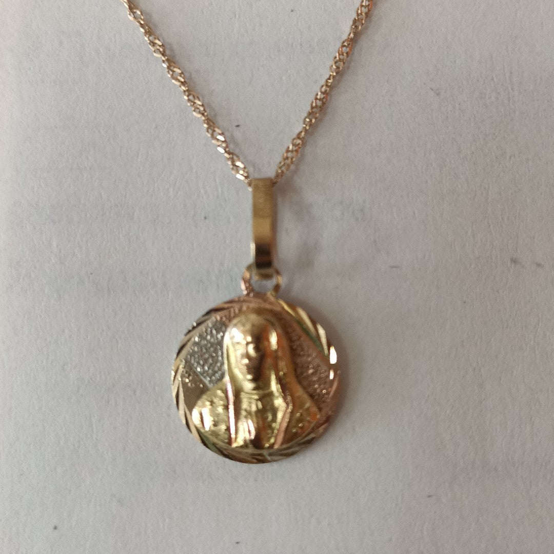 CADENA,MEDALLA RELIGIOSA ORO 10 K 2,10 GRMS (SEMINUEVO)