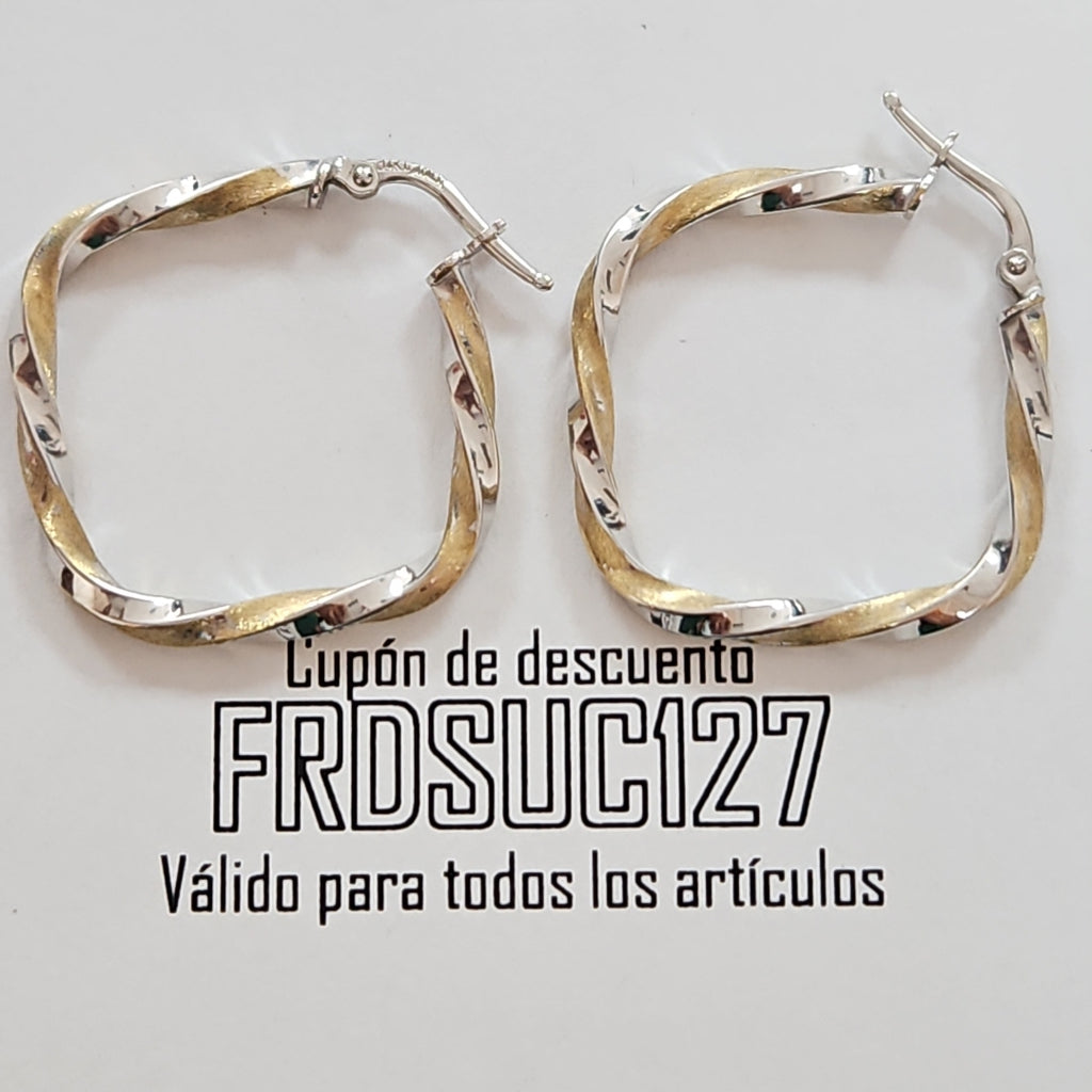 ARRACADAS PAR ORO COMBINADO 14 K 2.2 GRMS (SEMINUEVO)