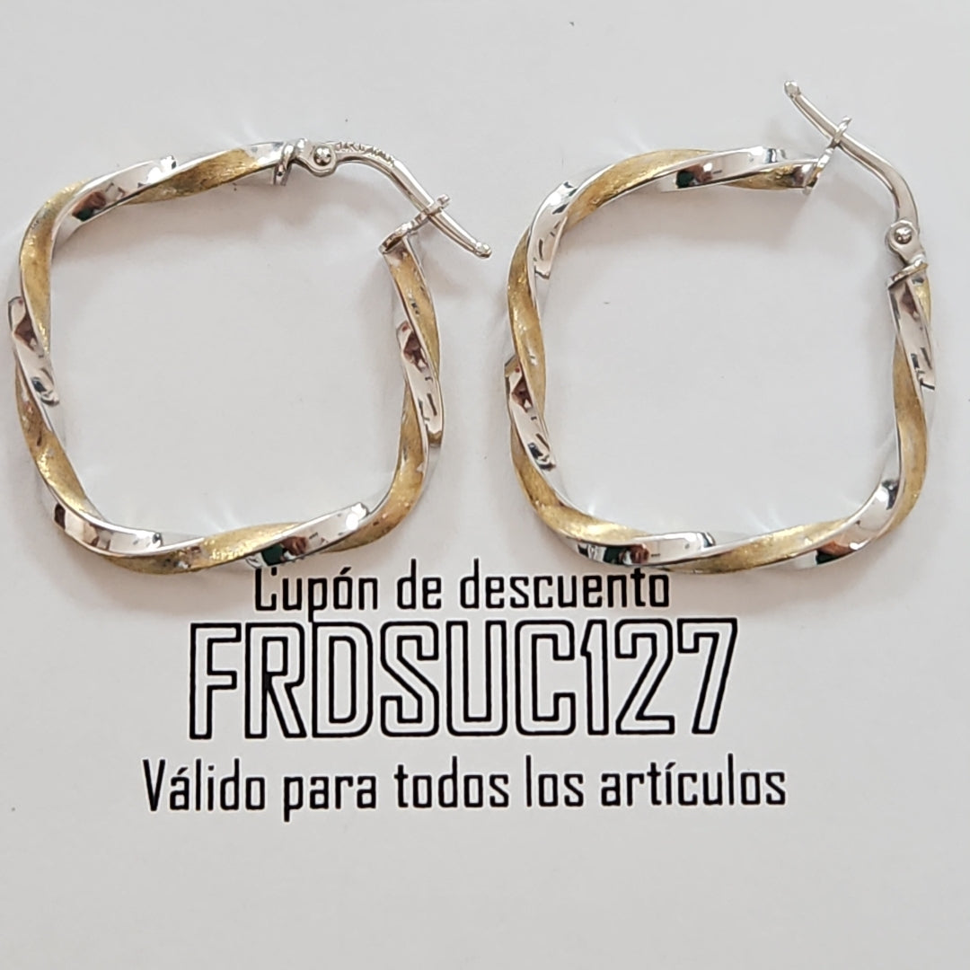 ARRACADAS PAR ORO COMBINADO 14 K 2.2 GRMS (SEMINUEVO)