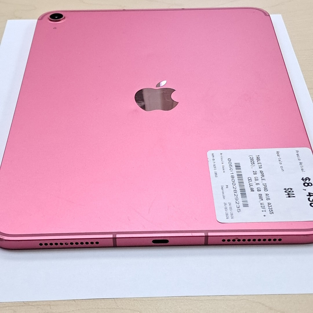 TABLETA APPLE IPAD A16 A3355 (2025) 128 GB 6 GB RAM (SEMINUEVO)