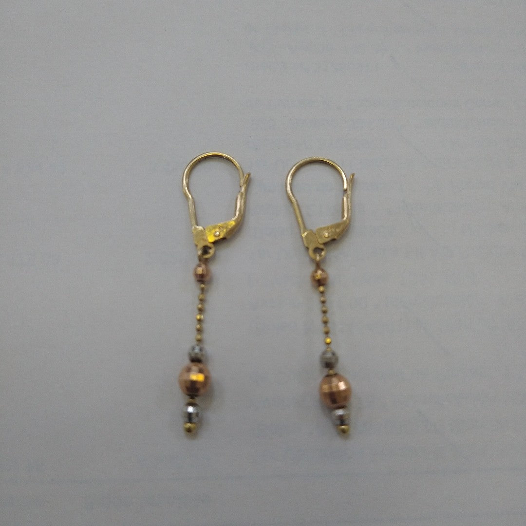 ARETES PAR ORO COMBINADO 14 K 2,40 GRMS (SEMINUEVO)