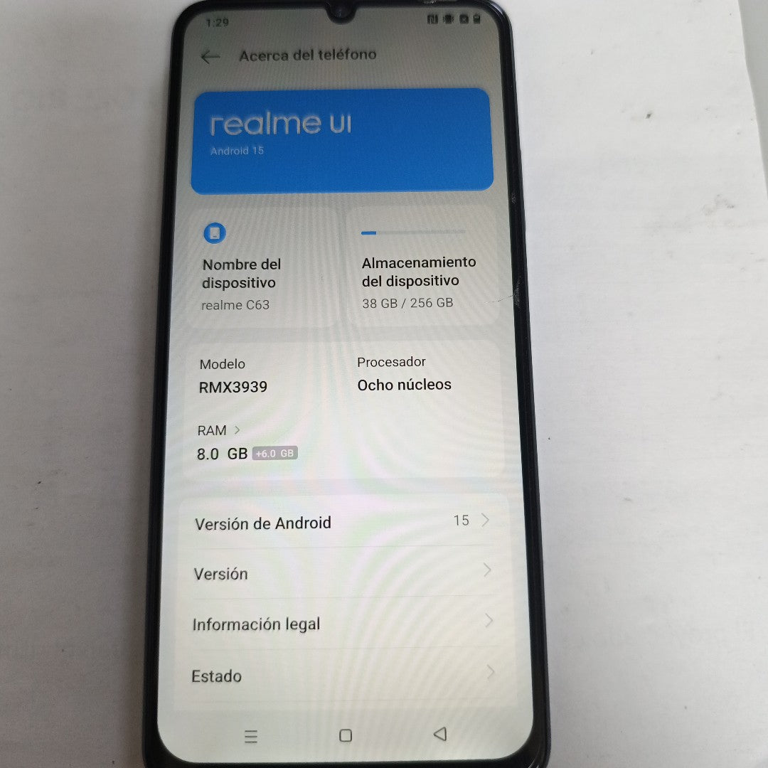 CELULAR REALME C63 RMX3939 (2024) 256 GB 8 GB RAM (SEMINUEVO)