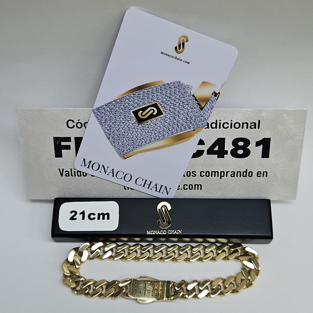 PULSERA CABALLERO MONACO ORO 10K 12.5 (NUEVO)