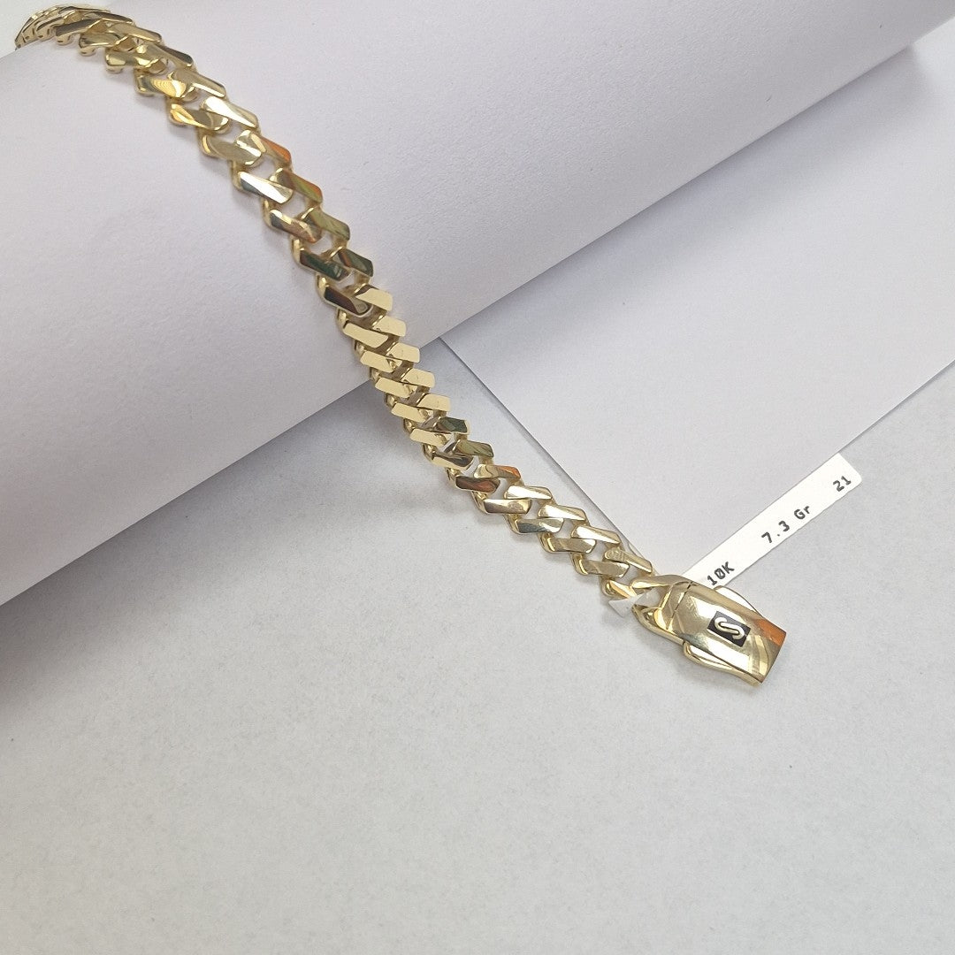 PULSERA CABALLERO MONACO ORO 10K 7.3 (NUEVO)