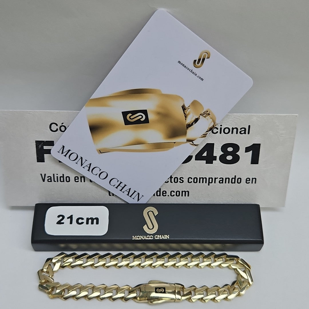 PULSERA CABALLERO MONACO ORO 14K 10.4 (NUEVO)