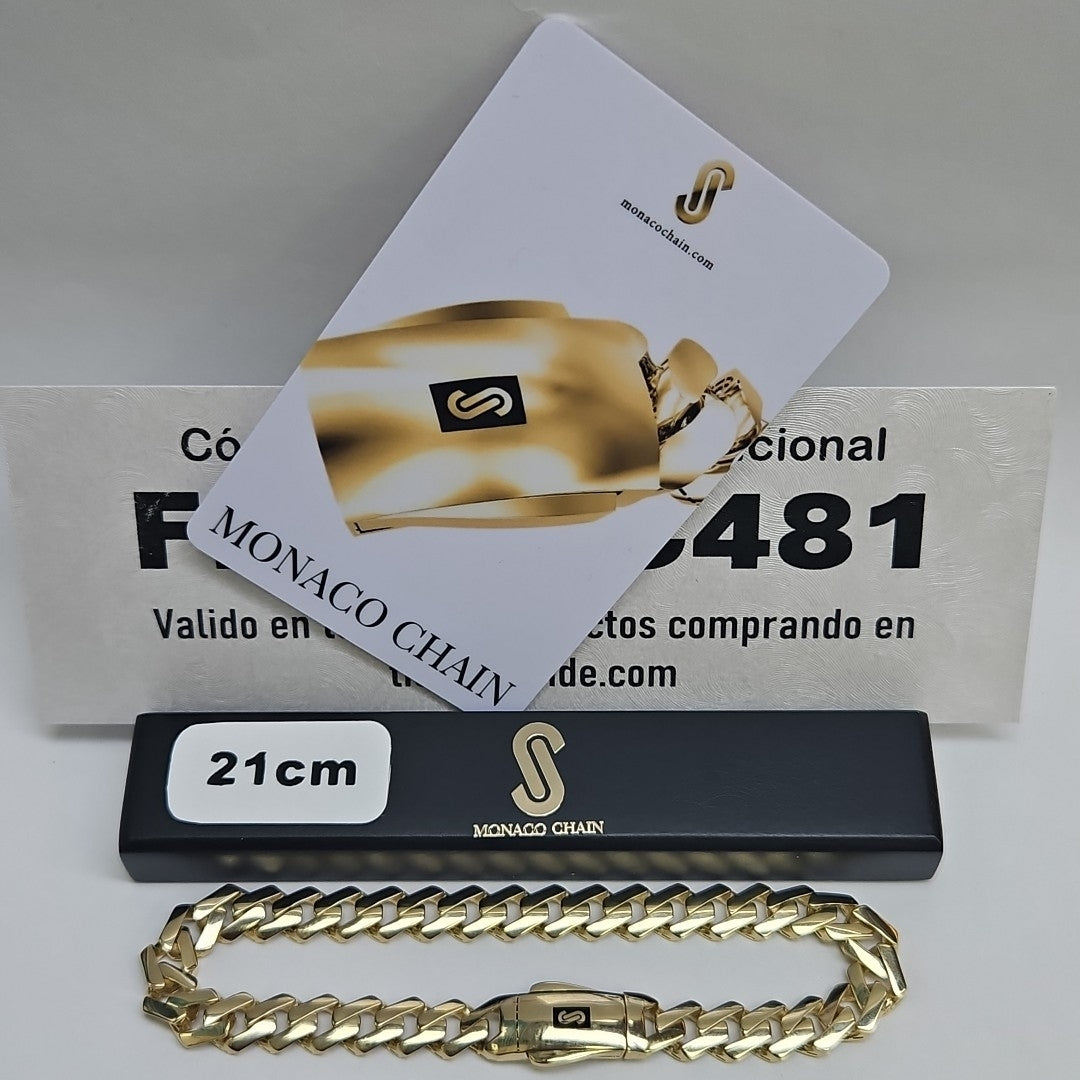 PULSERA CABALLERO MONACO ORO 14K 10.4 (NUEVO)