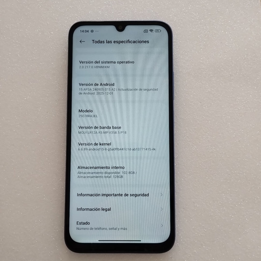 CELULAR XIAOMI REDMI 15C 25078RA3EL (2025) 128 GB SSD 4 GB RAM (SEMINUEVO)
