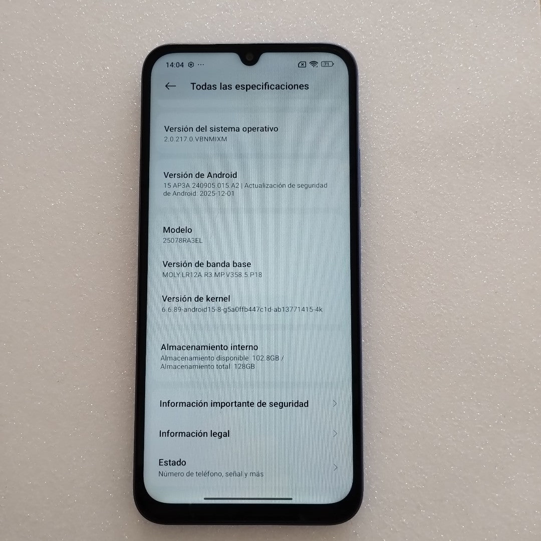 CELULAR XIAOMI REDMI 15C 25078RA3EL (2025) 128 GB SSD 4 GB RAM (SEMINUEVO)