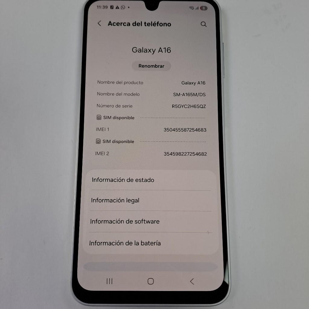 CELULAR SAMSUNG GALAXY A16 SM-A165M (2024) 128 GB 4 GB RAM (SEMINUEVO)