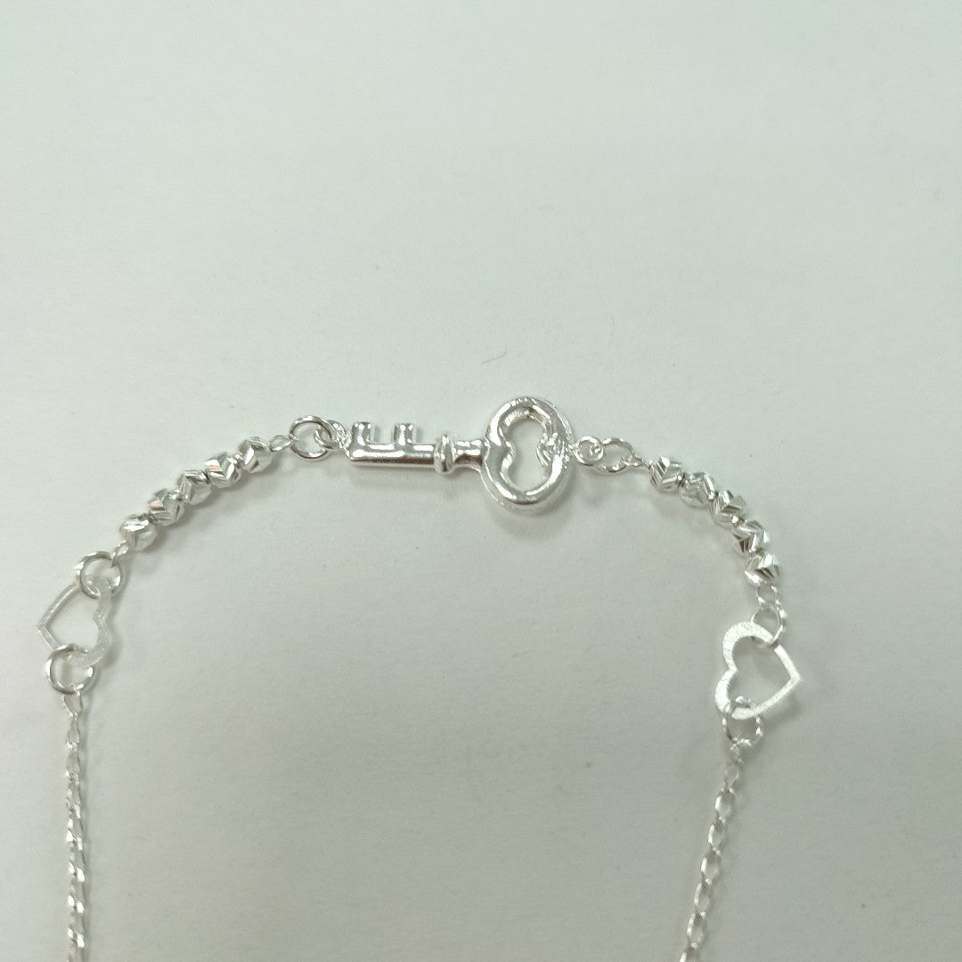 PULSERA TEJIDO LLAVE PLATA .925 18 CM 2.3 GR (NUEVO)