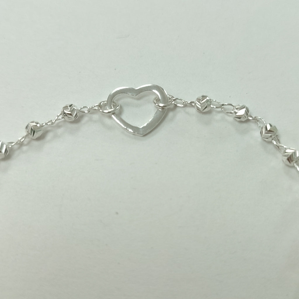PULSERA TEJIDO CORAZON PLATA .925 18 CM 2 GR (NUEVO)